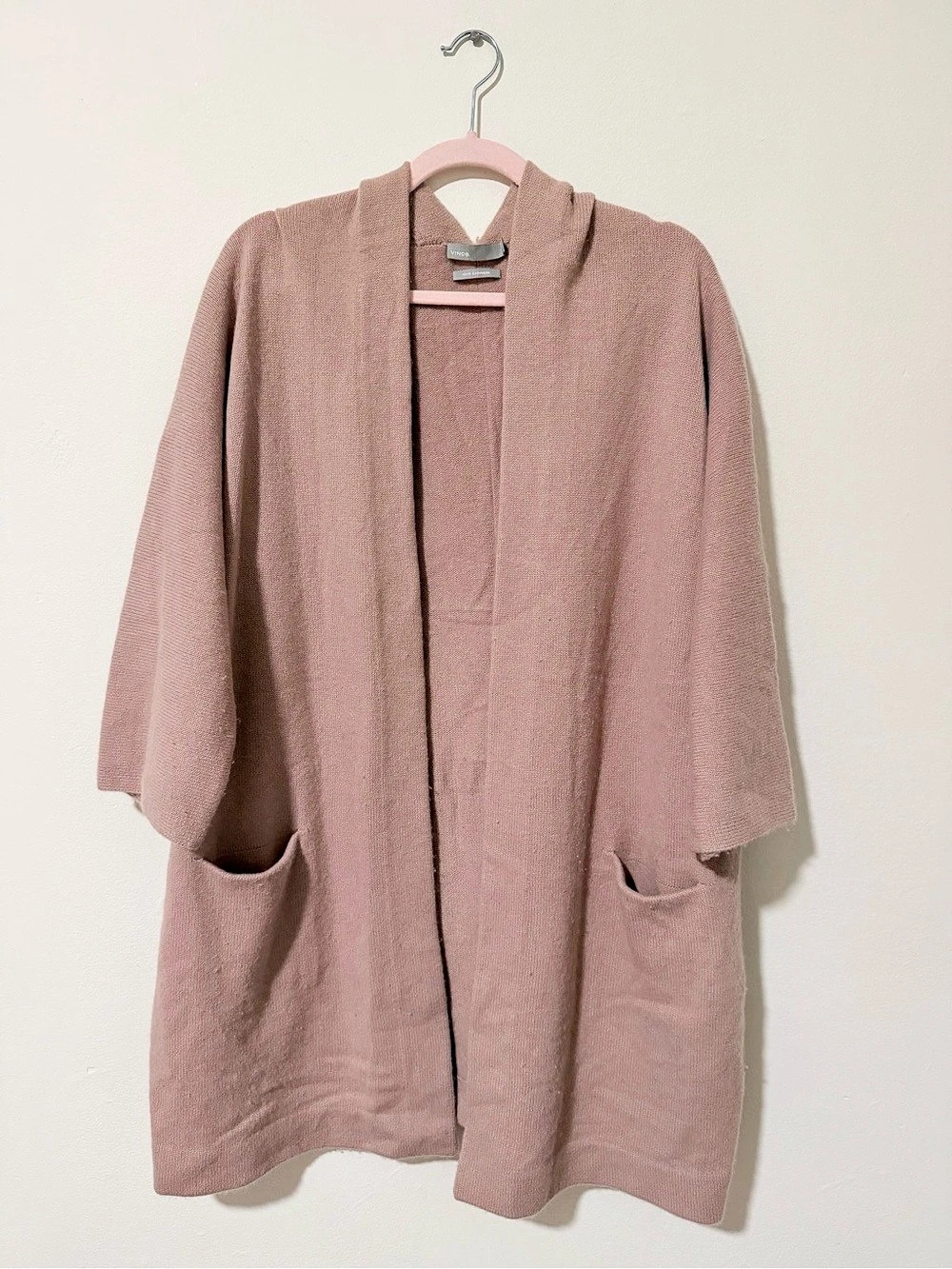 Vince Cashmere Open-Front Cardigan Pink